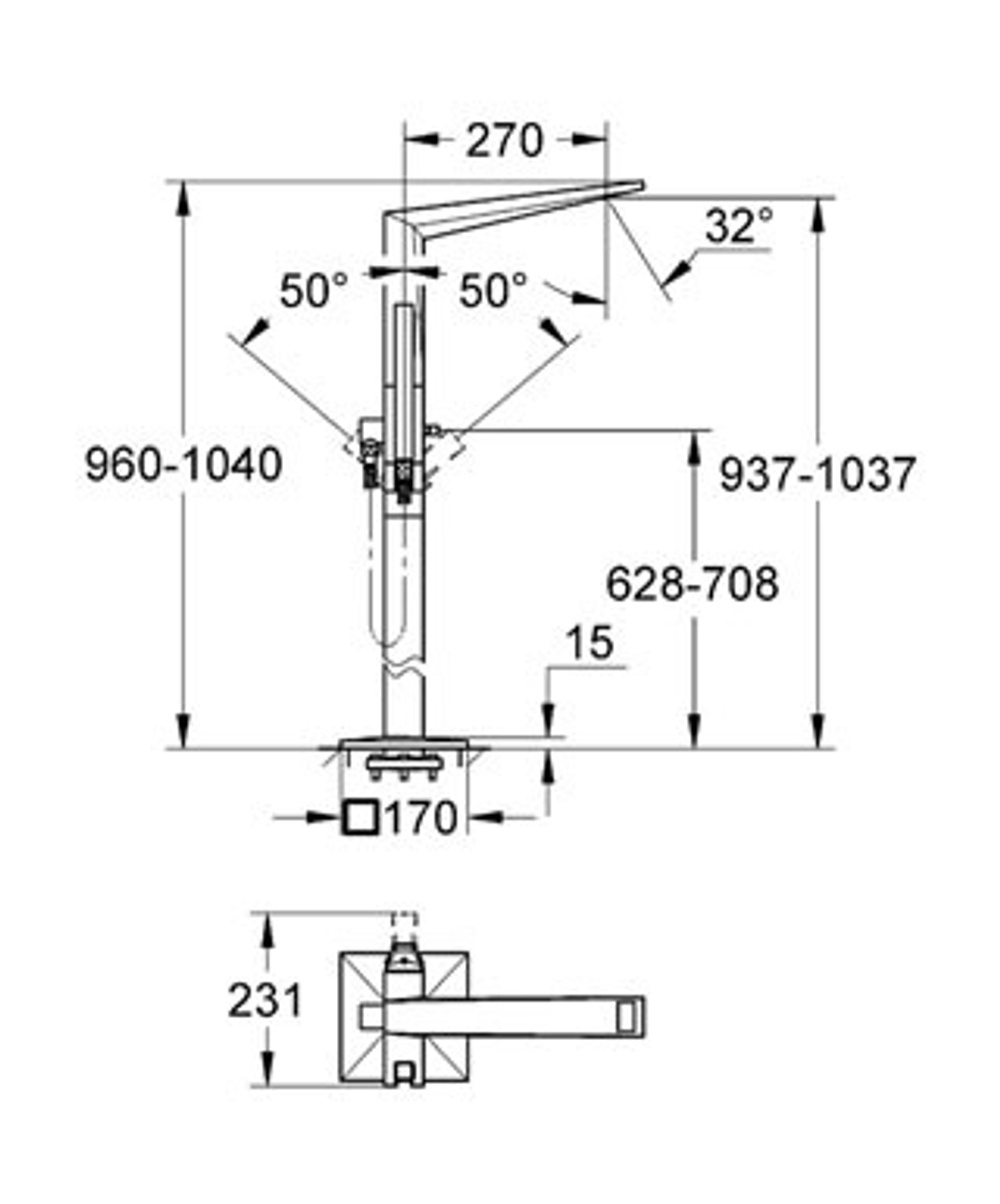Смеситель для ванны напольный Grohe Allure Brilliant 23119 000 схема