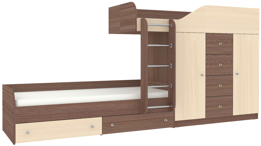 Двухъярусная кровать КарИВи Астра 6 Бодего Темный  Дуб Молочный