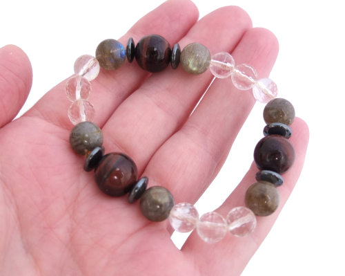 браслет из лабрадора и кварца (б-1118)