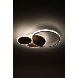 Светильник потолочный светодиодный ЭРА Модерн City CLL-1-60-RC WH+Wood с ДУ 3K-6,5K белый-золото