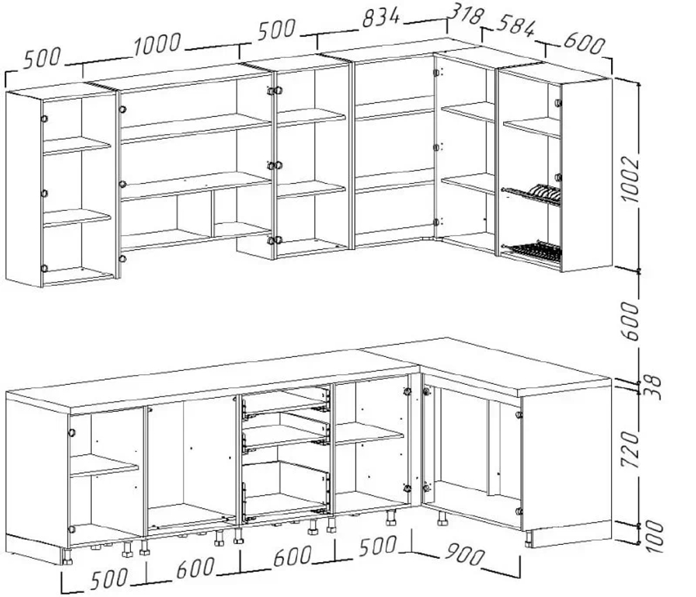 Интегра (Заман) Набор мебели для кухни угловой