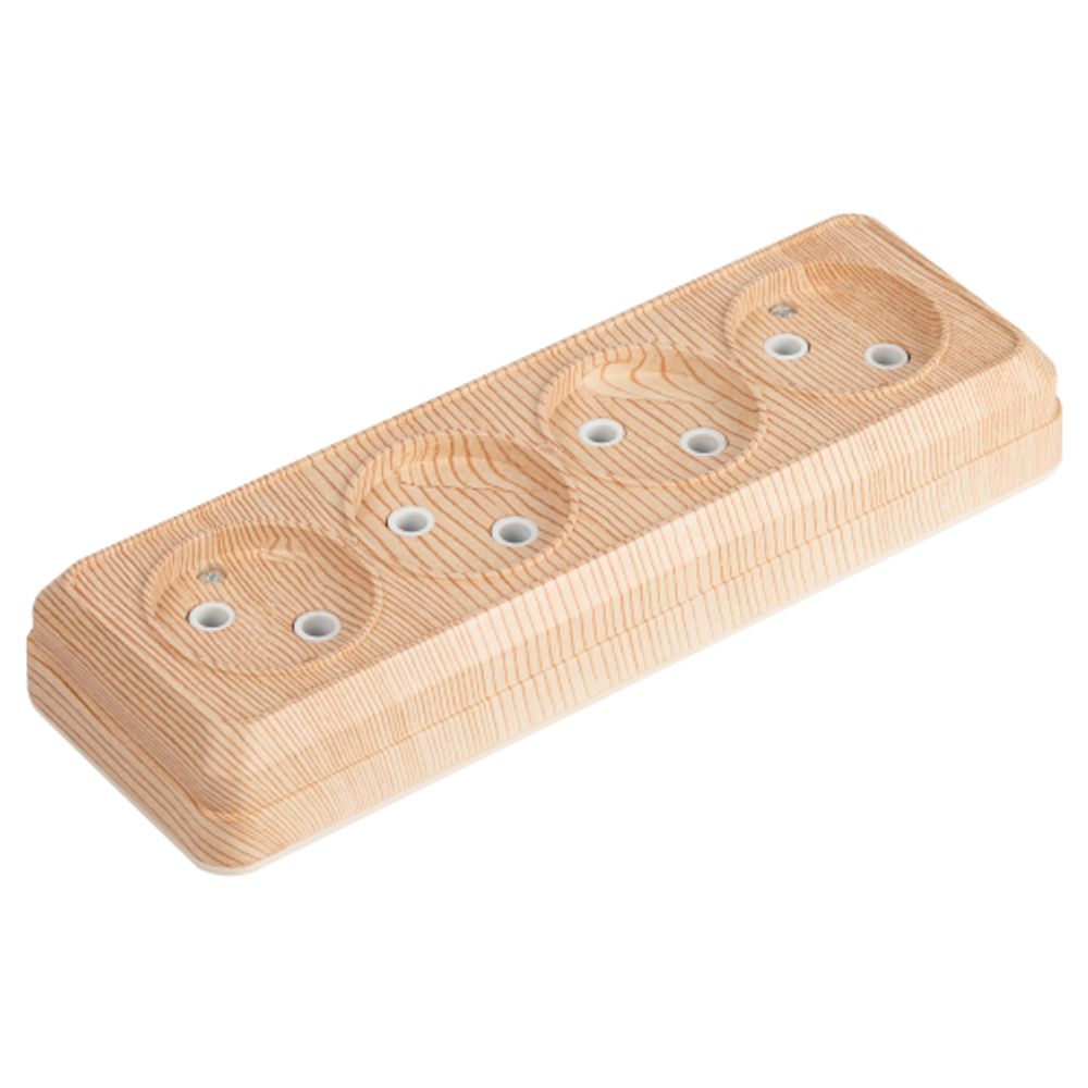 Розетка Intro Quadro 2-207-11 без заземления четверная 4х2P 16А-250В IP20 ОУ сосна | Intro