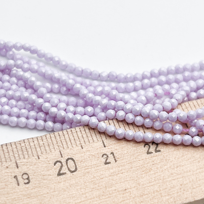 Фианит "матовый" (кубический цирконий), цвет лавандовый, размер около 2 мм, цена за нить 38 см