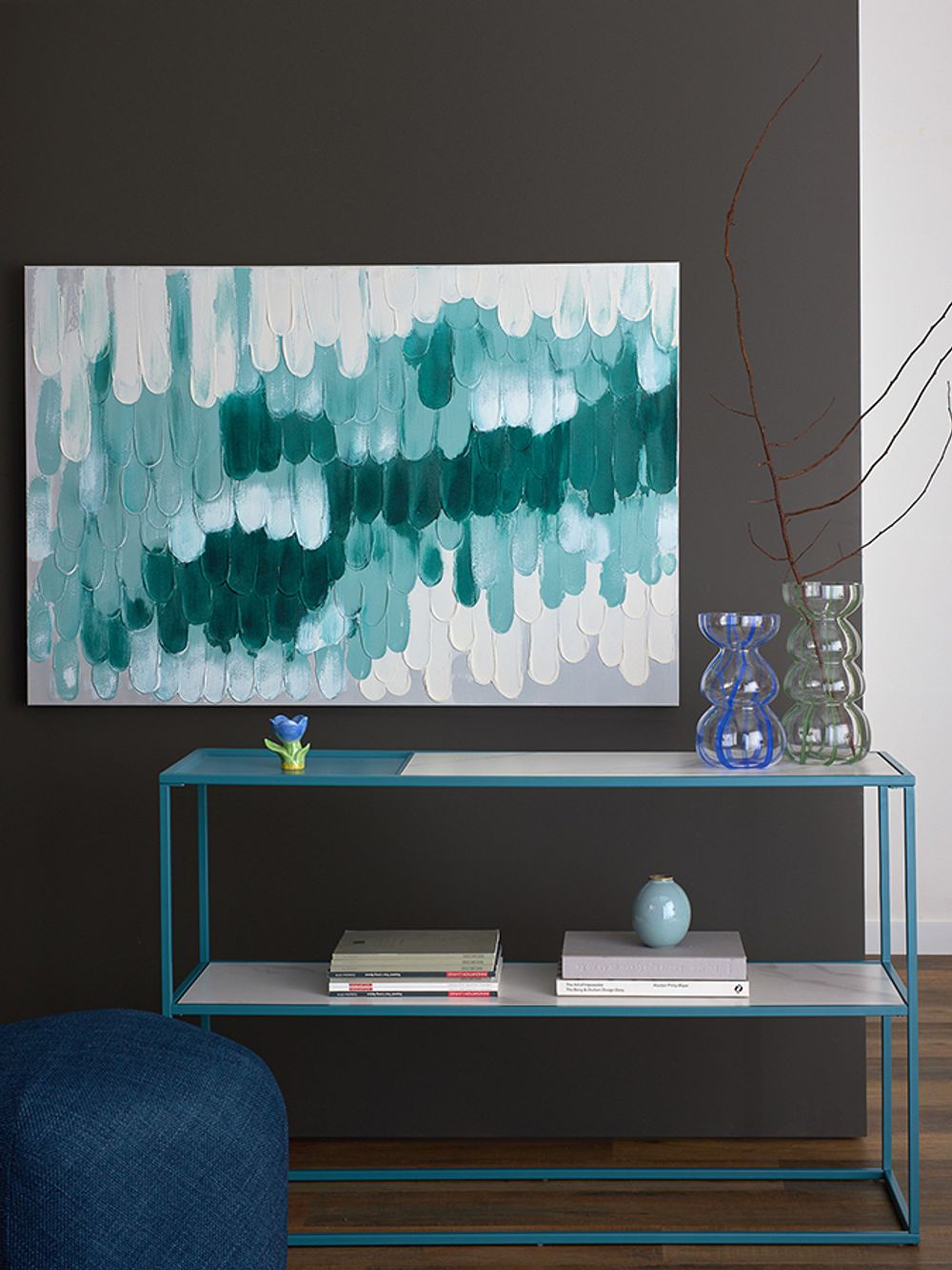 Панно декоративное с ручной росписью By Feel, 120х80 см, индиго