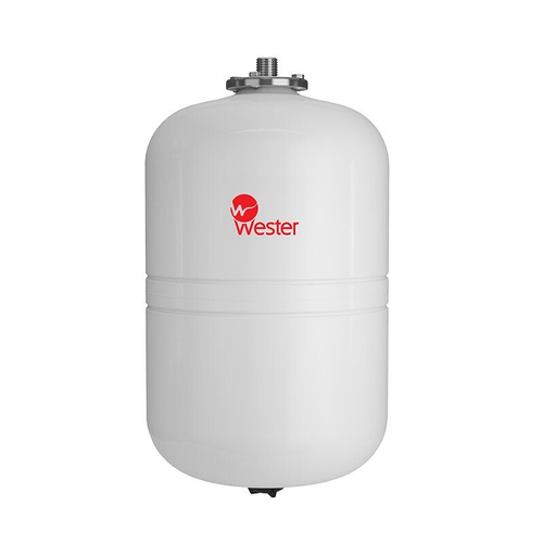 Бак расширительный WESTER WDV Premium объём 24л, DN 20, PN 12, для ГВС, гелиосистемы, вертикальный, резьбовое-НР, G-3/4'', без опор с контрфланецем из нержавеющей стали, белый, Россия