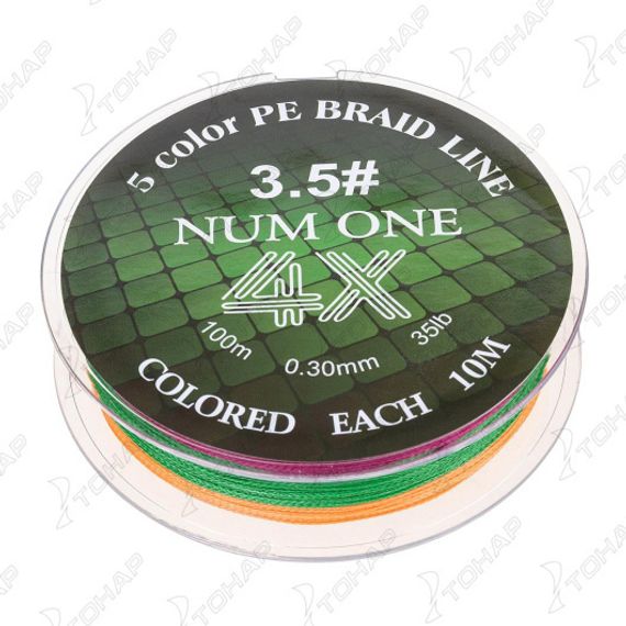 Шнур NUM ONE PE4X-100M 3.5#/0,310 mm Multi Colour Ryobi