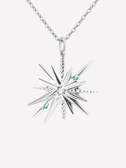 Подвес из серебра со вставками из выращенных турмалина параиба и бриллианта