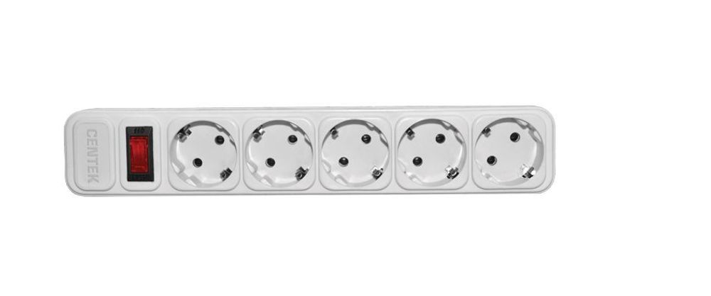 Сетевой фильтр Centek СТ-8900-5-1,8 White (белый) 5 розеток, 1,8 м, ДВОЙНАЯ ЗАЩИТА, макс до 2200 Вт