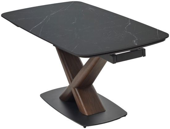 Стол BLANCO 160 MATT BLACK MARBLE SOLID CERAMIC / Орех