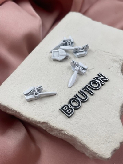 Бегунок белый (собачка) тип 2 для потайной молнии