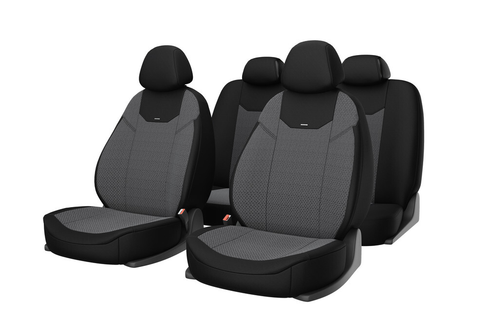 Чехлы на сидения CarFashion «ARIZONA» 10048 - Ткань:жаккард-пайнэппл -черный/т.серый/шов серый