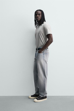 ZARA ДЖИНСЫ STRAIGHT FIT, СТАЛЬНОЙ СИНИЙ
