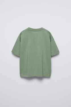 ZARA ОДНОТОННАЯ ФУТБОЛКА, СВЕТЛО-ЗЕЛЕНЫЙ