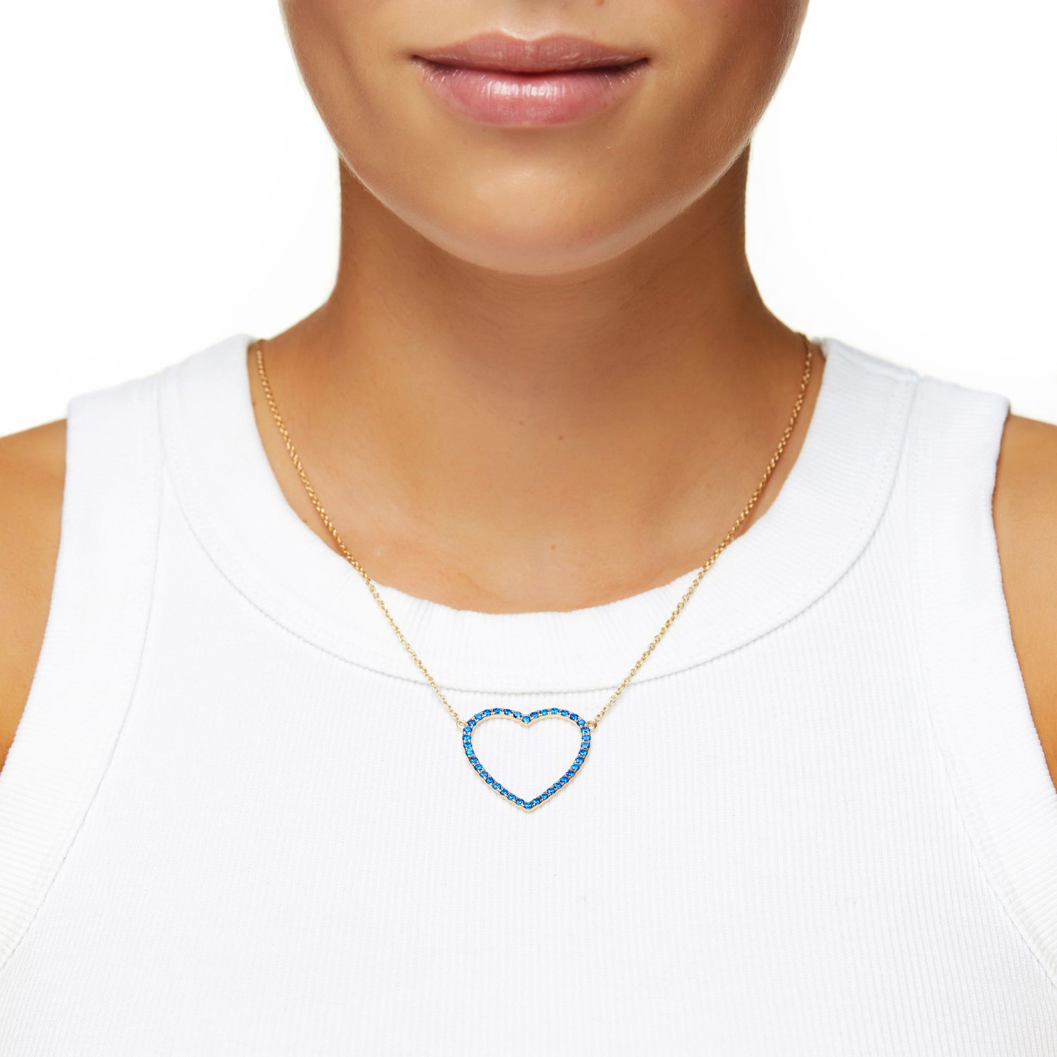 Колье Gold Heart Necklaces - Dark Blue
