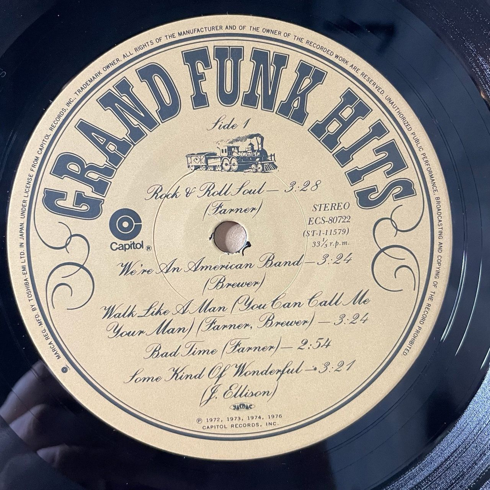 Винтажная виниловая пластинка LP Grand Funk Hits (Japan 1976) (Obi) Some Kind Of Wonderful (Poster)