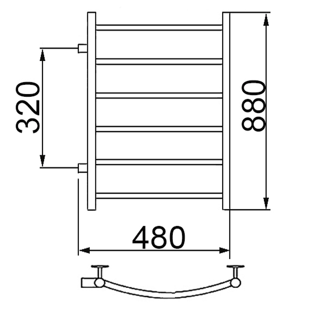 Полотенцесушитель Ника ARC ЛД 80/40 бок. подкл. 32 см, шт