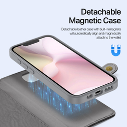 Чехол кошелек с MagSafe из TPU кожи серого цвета от Dux Ducis для iPhone 16e, SE (с 2025-), серия Lawa Series Case