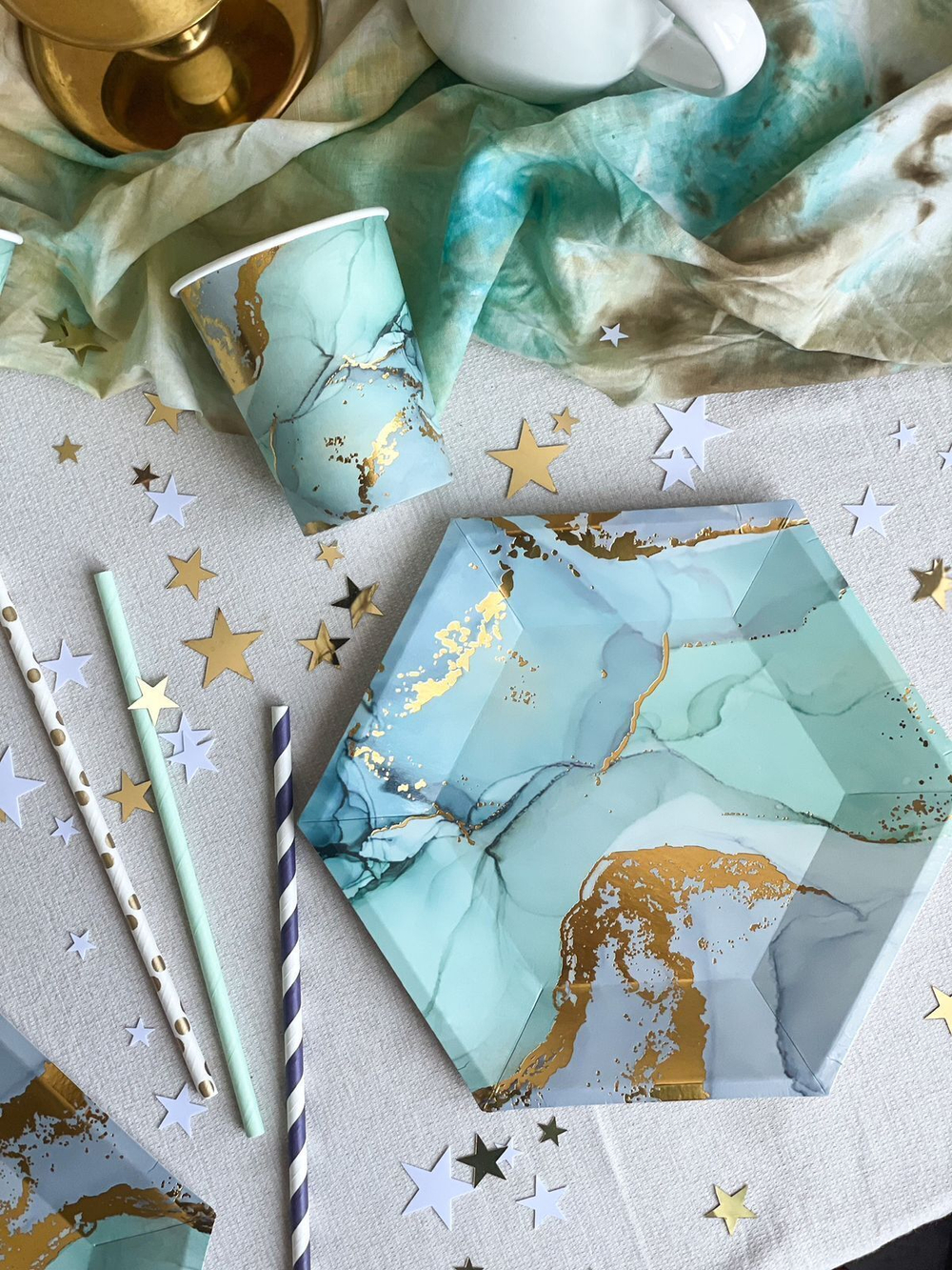 Стаканы "Мрамор" Небесно-голубой