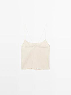 Massimo Dutti Топ на тонких бретелях с рельефным узором, дымчатый