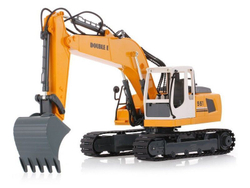 Радиоуправляемый экскаватор Double Eagle E561-003S с металлическим ковшом, для детей, на гусеницах, 1:16, желтый