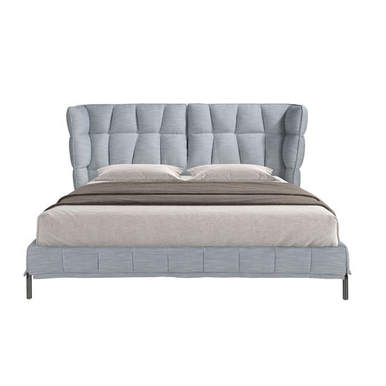 Кровать 7211 из ткани светло-голубовато-серого цвета