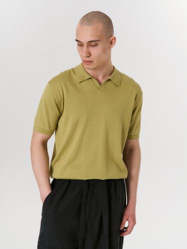 Оливковая вязаная футболка-поло LAINE
