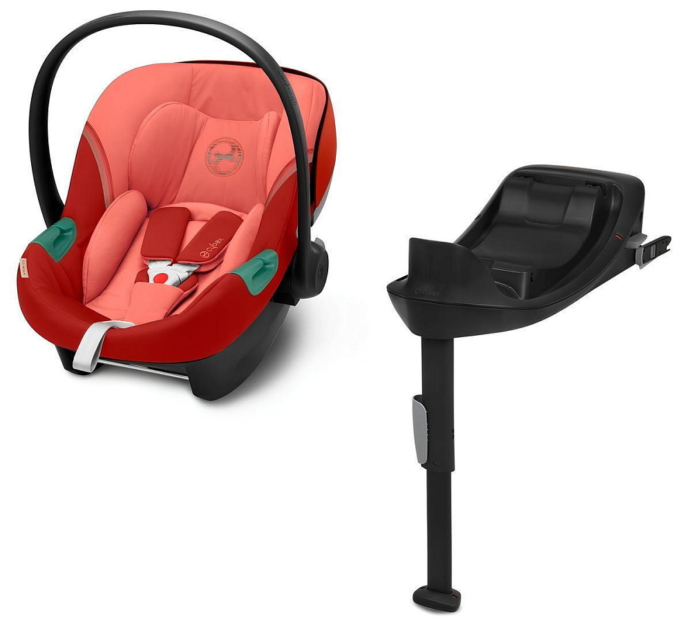 Коляска Cybex Balios S Lux BLK complete Aton S2 Hibiscus Red Base One 4 в 1 Moon Black с дождевиками