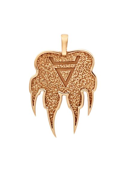 Фото подвески печать Велеса волчья лапа из серебра с позолотой, вид сзади