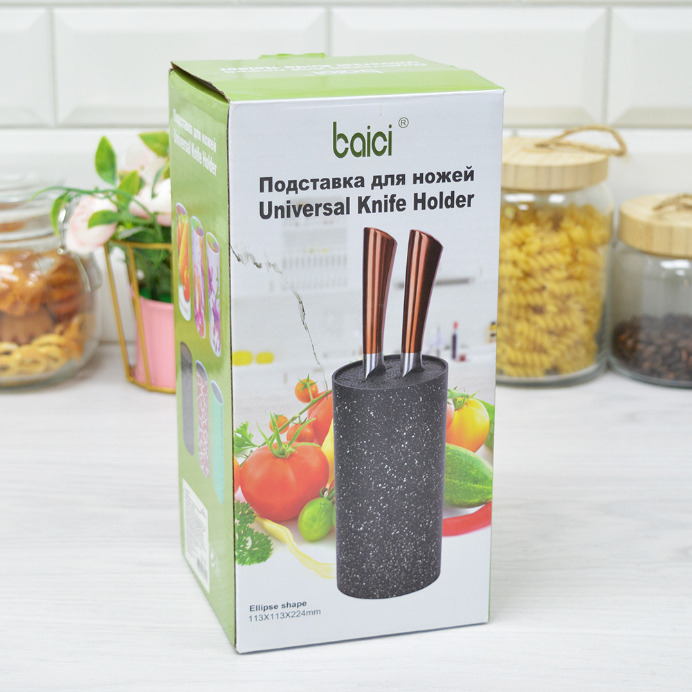 Подставка для ножей 11*22см черная