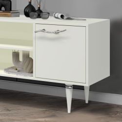 Тумба под ТВ Арт Колор matte 155см Классик Сильвер Белый опал матовый