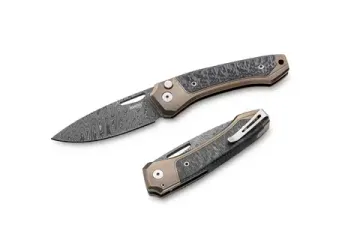 Нож складной Lion Steel Twain Damascus TW D BR - дамасская сталь, бронзовый титан на рукояти