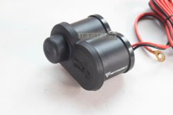 USB charger, 2in1, Cigarette lighter with 2 USB slots. Fast charge. Voltmeter Handlebar/10mm Mirror mount. Motowolf