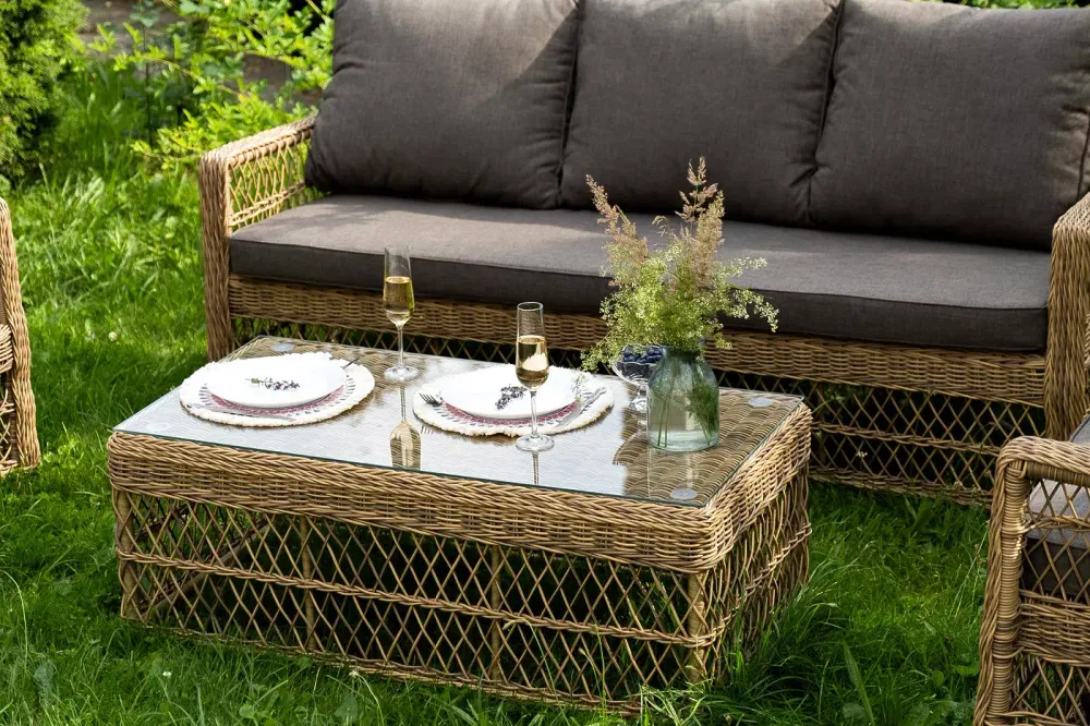 "Гранд Латте" лаунж-зона из искусственного ротанга, цвет соломенный