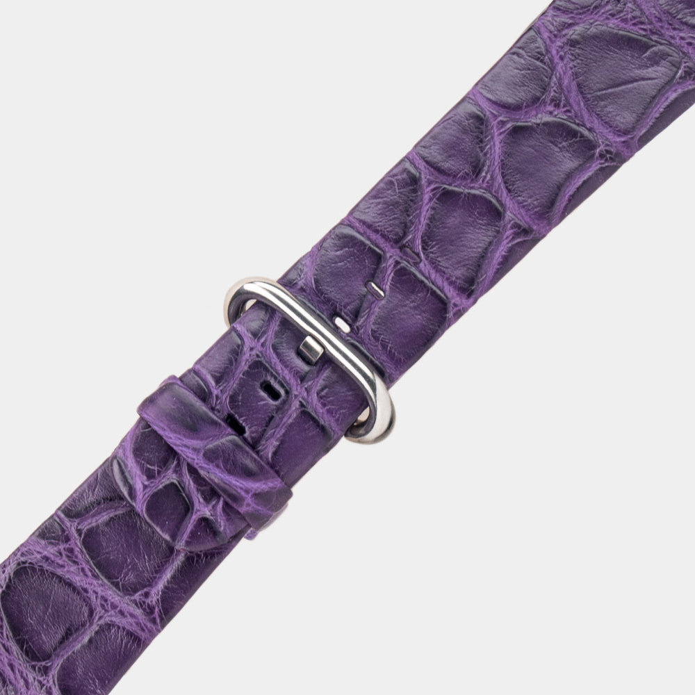 Ремешок для Apple Watch  44/45/46 mm из кожи крокодила, фиолетового цвета