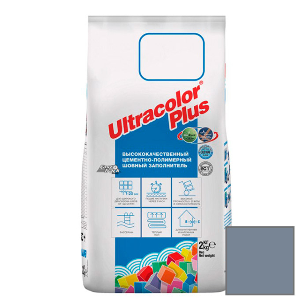 Затирка цементная Mapei Ultracolor Plus №125 Серый Замок 2 кг