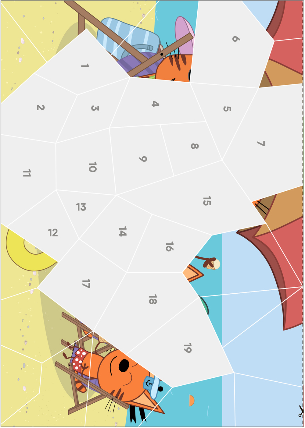 На море. Три кота. Рисуем наклейками по номерам