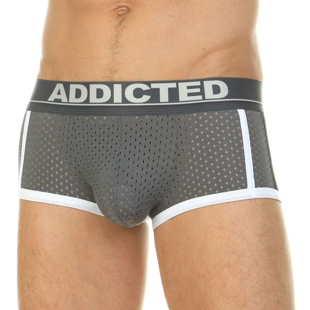 Трусы мужские хипсы сетчатые серые с вырезом сзади ADDICTED