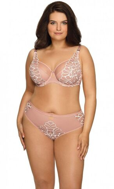 Бюстгальтер на косточках с мягкой чашкой и молочной контрастной отделкой (Размер: 65F) (Цвет: бежевый)