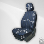 Универсальный чехол на весь салон из льна в черном цвете с синей нитью