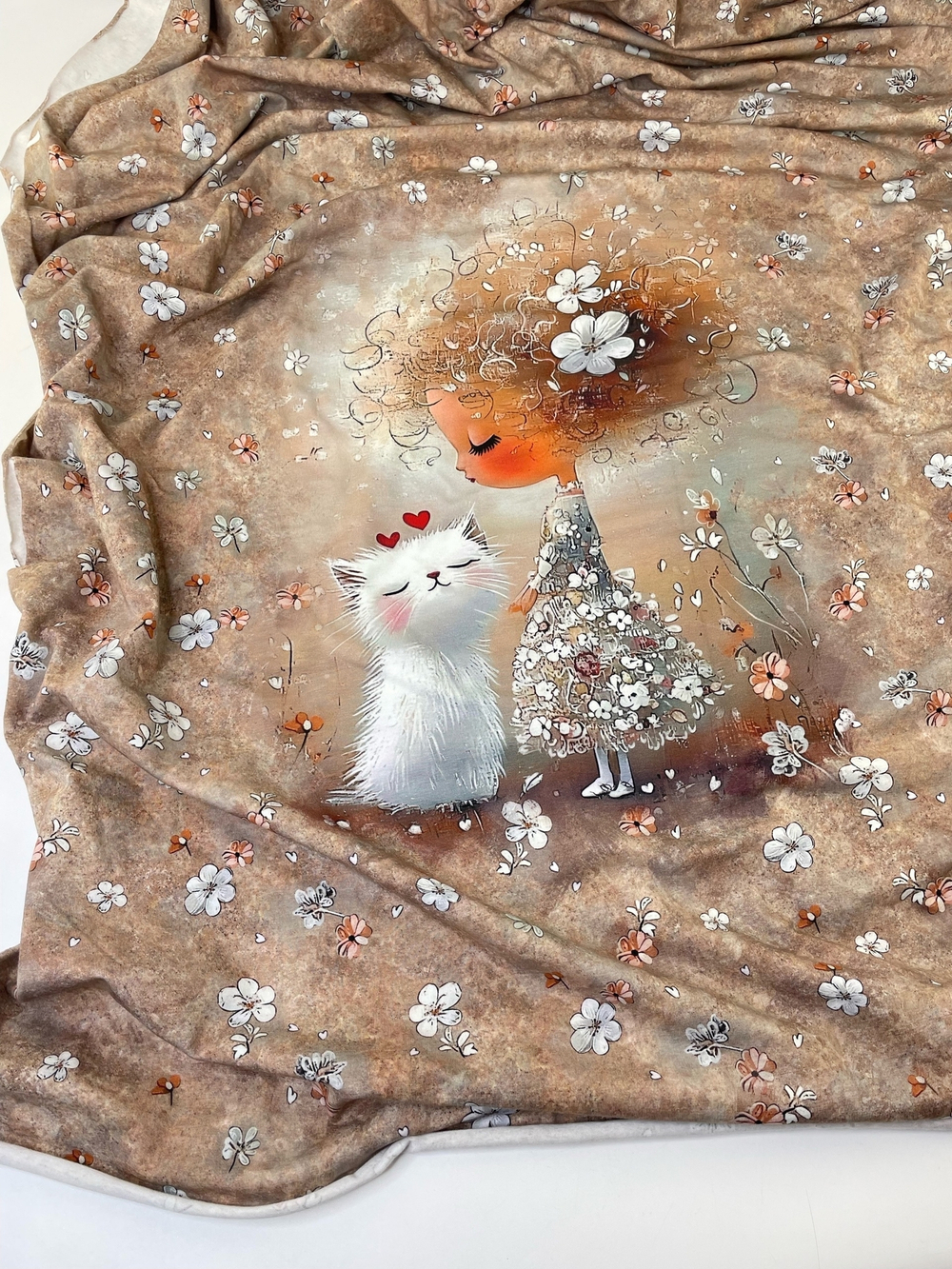 КУДРЯВАЯ ДЕВОЧКА С КОТЕНКОМ №1 - Кулирка с лайкрой, компакт пенье (ДЖ65 Маша)