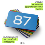 Табличка с номером 87 на дверь квартиры, для офиса, кабинета, аудитории, склада, голубая 120х70 мм, Айдентика Технолоджи
