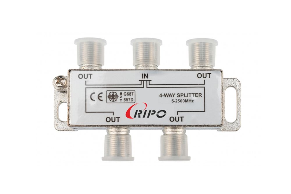 Сплиттер (делитель) TV Ripo на 4 направления под F разъемы 5-2500 MHz
