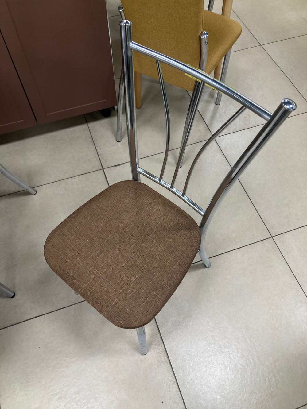 Стул Трилогия каракас хром основание трапеция рогожка коричневая