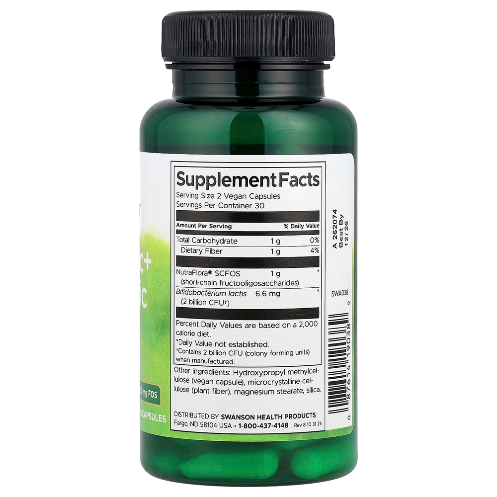 Swanson, пробиотик и пребиотическая клетчатка, 60 веганских капсул