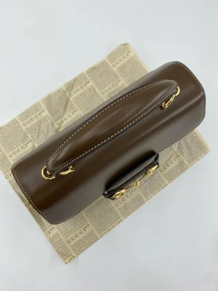 Женская мини-сумка Gucci Horsebit 1955 коричневый