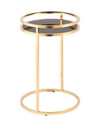 Журнальный столик Гестия 41*60см стекло черное сталь золото