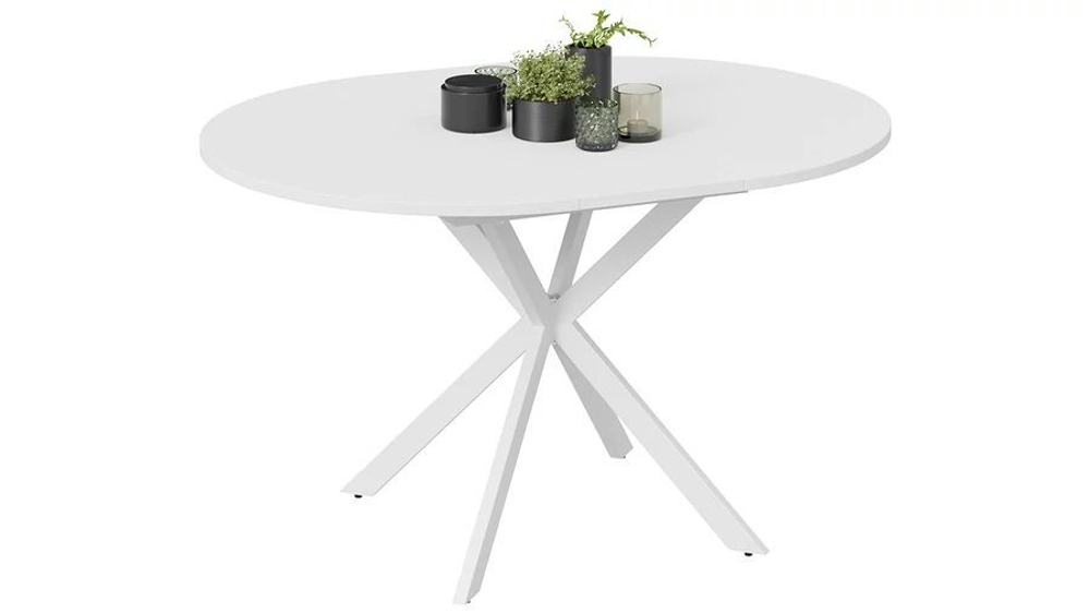 Стол кухонный обеденный круглый раздвижной Белый/Чёрный Муар, Мэдисон, 100,1х100х75 см