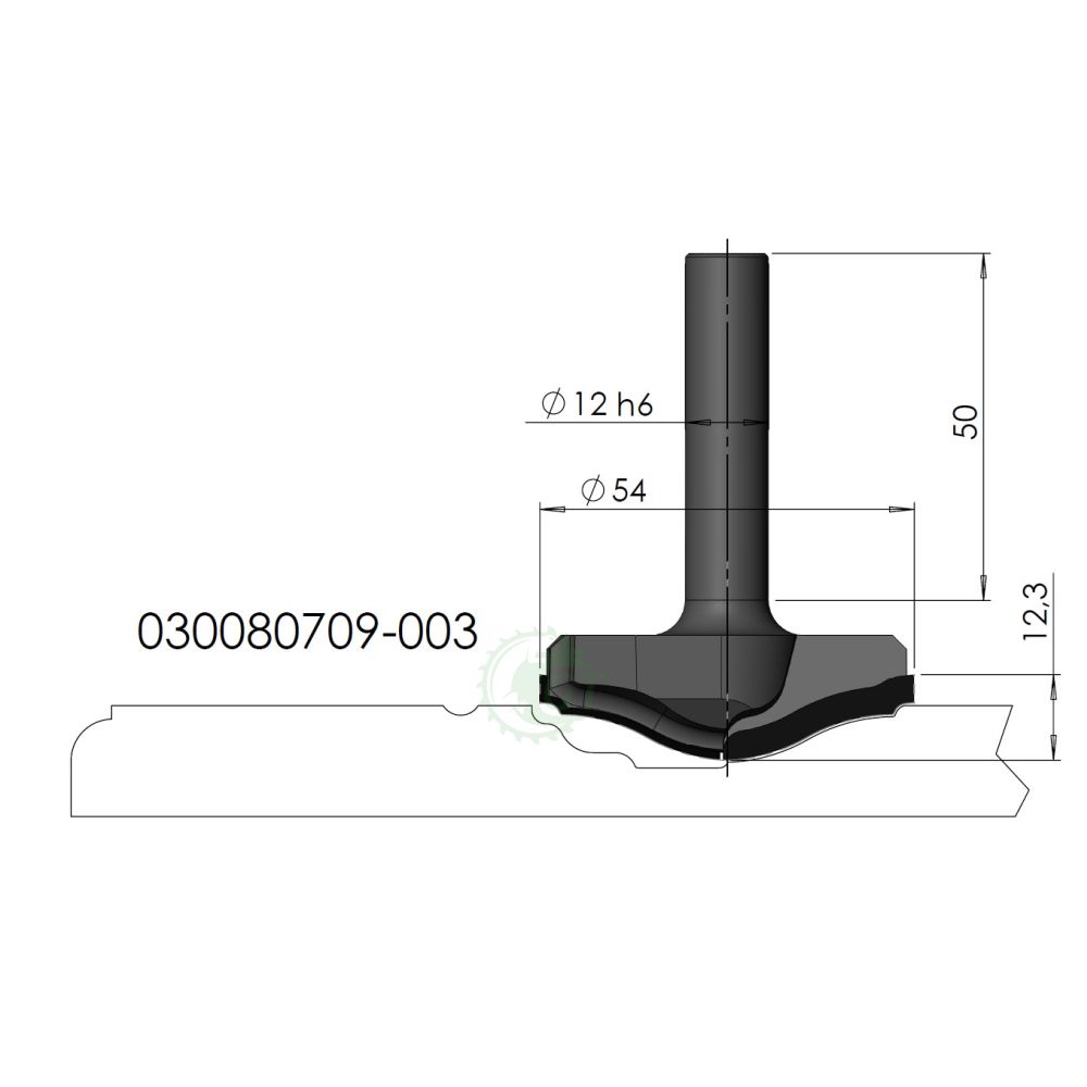 Изображение алмазной фасадной фрезы GT 030080709-003, профиль