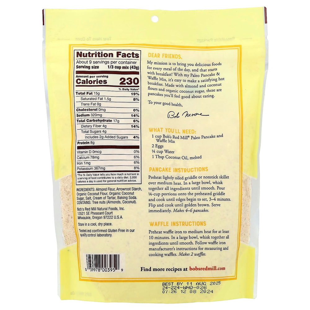 Bob's Red Mill, смесь для выпекания блинов и вафель, 368 г (13 унций)