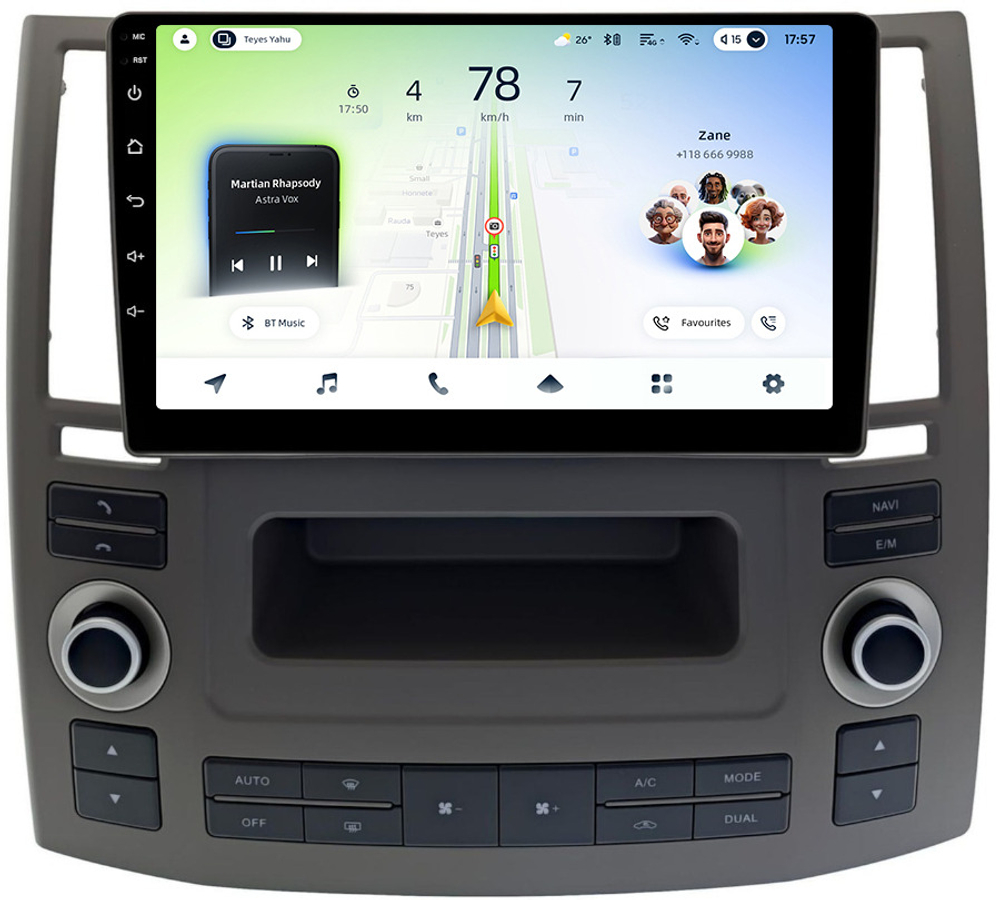 Магнитола для Infiniti FX35, FX45 S50 2006-2008 - Teyes CC4L монитор 9" IPS на Android 14, Snapdragon 662, CarPlay, 4G SIM-слот